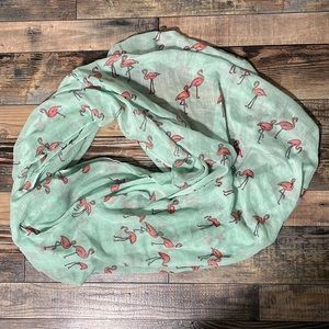VINTAGE Mint Green & Flamingo Scarf